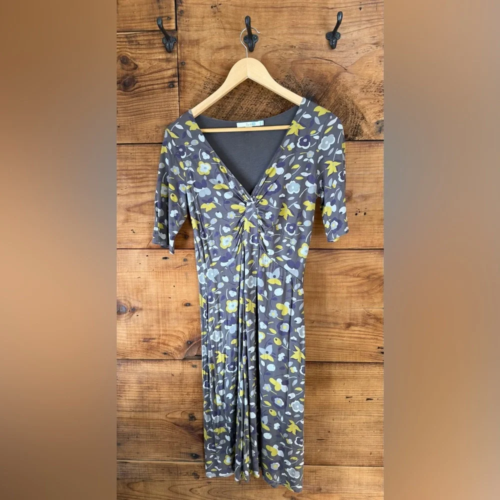Boden Floral Gray, Yellow and Purple Knit Dress - Size 4 - Picture 1 of 8